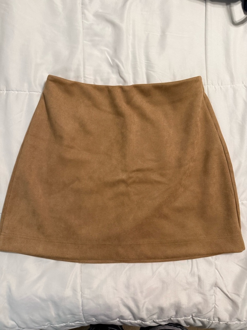 Pink Lily Camel Suede-Look Mini Skirt
